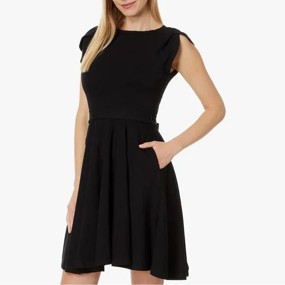 Pact | Dresses | Pact Organic Cotton Belted Fit Flare Petal Sleeve Dress  Size Medium Black | Poshmark